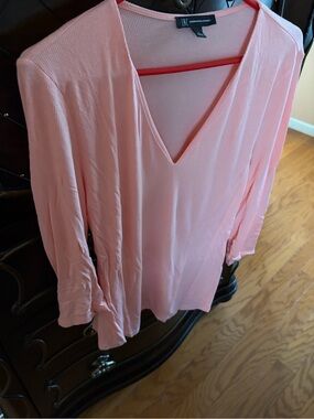 INC International Concepts Light Pink V-Neck Ribbed Tunic Top